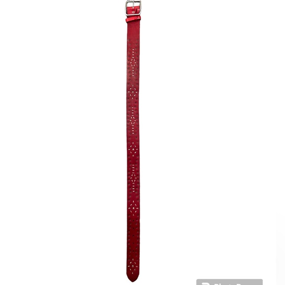 Linea Pelle Red Leather Silver Studded Belt - Picture 6 of 12